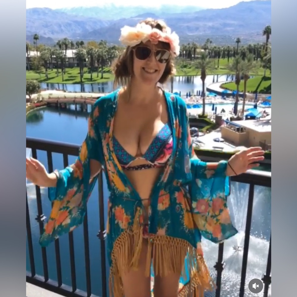 Free People Blue and Pink Swim Coverup